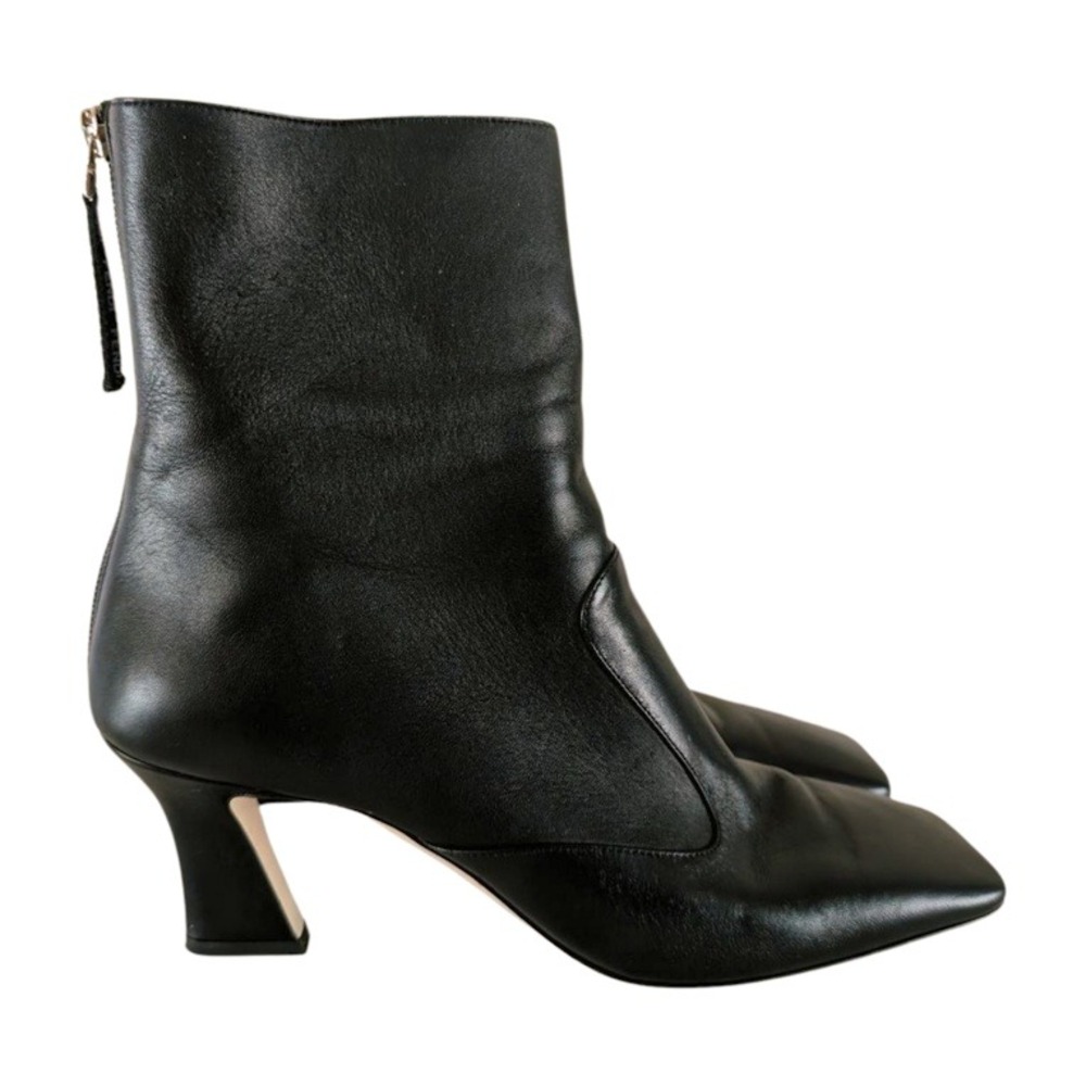Fendi FFreedom Calf Leather Black Leather Square Toe Heeled Ankle‎ Boots SZ 39.5 - Picture 6 of 9